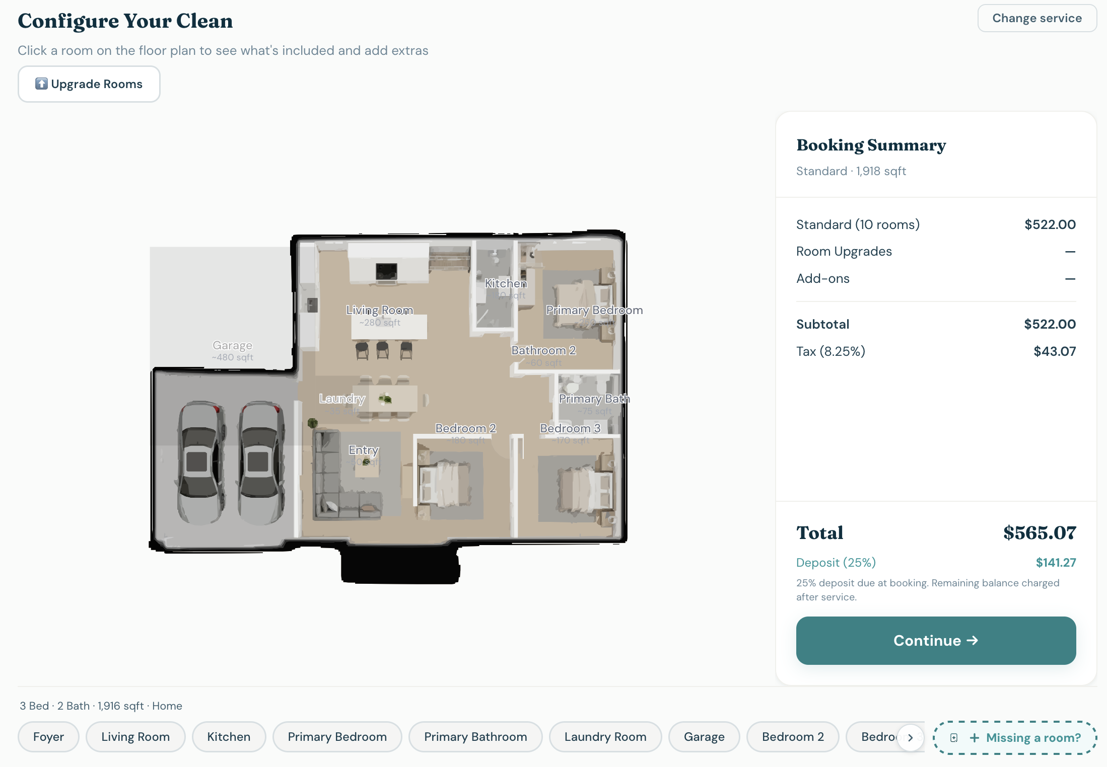 Walk your floor plan. Tap to include rooms.